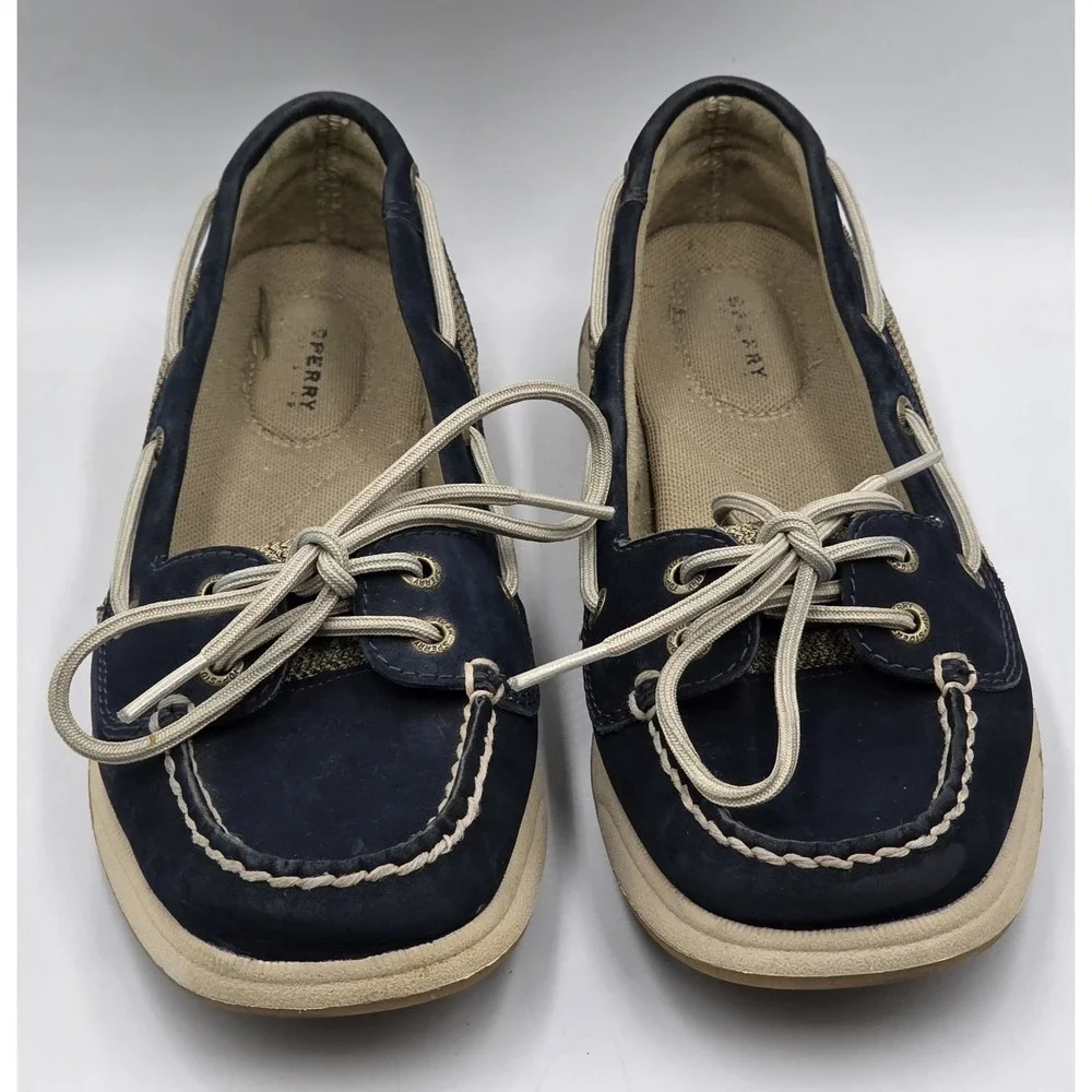 Sperry Top-Sider Angelfish Boat Shoes Women's 7M Navy STS94002 Leather Canvas